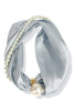 When Time Comes Baby Blue & Pearl Layered Scarf Necklace
