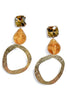 Circle and Charm Brown Drop Earrings