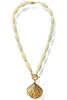 On My Time Ivory and Gold Shell Pendant Necklace