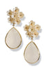 Well Done White Opal Cluster Flower Teardrop Earrings