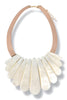 Collins White Acetate Multi Bar & Leather Necklace