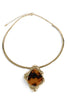 Push The Limit Gold and Tortoise Pendant Choker Necklace