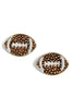 Winning Point Football Brown Leather Earrings
