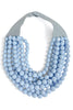 Carla 7 Strand Light Blue Faceted Bead Statement Necklace