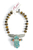 Made in the Deep South 1982 Signed Clara Brooch 1960s Tiger's Eye Necklace