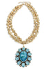 Back In The Moment Aqua Oval Stone Pendant Layered Necklace