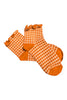By the Fireplace Orange Gingham Ruffle Ankle Socks