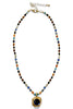 Mixed Emotions Blue and Worn Gold Beaded Charm Necklace