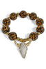 Wild Time Brown Leopard Bull Head Beaded Stretch Bracelet