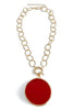 Shadow Stone Wine Round Pendant Necklace