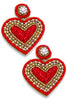 Heart On Fire Red Beaded Earrings