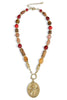 New Feelings Burgundy Multi Beaded Pendant Necklace
