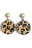 Wild Circle Light Brown and Leopard Drop Earrings