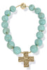 Make An Impact Mint and Gold Pendant Ball Bead Necklace