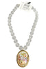 Made In The Deep South 1950s Signed Limoges Brooch 1940s Bead Necklace