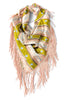Becca Pink and Green Dot and Stripes Square Scarf
