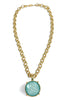 Layla Turquoise Pendant Circle Chain Necklace