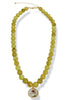 Changing Minds Olive Marble Bead Oval Stone Pendant Necklace