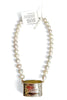 Made In The Deep South 1940s Silver Plated Madame Napkin Ring Baroque Pearls Necklace