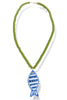 In The Tropics Blue Green Fish Beaded Necklace