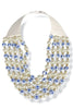 Big Understanding Blue and Cream Beaded Layer Necklace