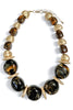 The Harmony Dark Brown Graduated Marble Stone & Disk Necklace
