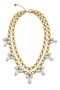 Jannie Pearl & Gold Cluster Station Layered Necklace