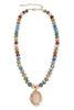 More Time Multi Oval Stone Pendant Beaded Necklace