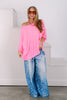 Good Things Neon Pink Short Sleeve Sweater