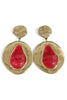 Make Impressions Burgundy and Gold Teardrop Earrings