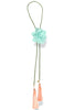 Lotus Turquoise Flower Peach Tassel Olive Bolo Necklace
