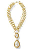 Elianna Cream and Gold Teardrop Pendant Chain Necklace