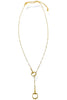 Beckham Gold Horsebit Y Drop Necklace