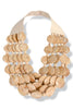 Tessa Beige Marble Disk Bead Statement Necklace