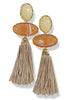Moving Forward Light Brown Resin Link Tassel  Earrings