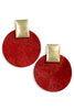 For The Moment Red Leather Disc Earrings