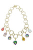 Toni Multi Mix Crystal Charms Circle Necklace