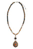 No More Tears Brown Multi Teardrop Pendant Beaded Necklace