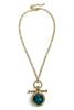 Made For You Teal Round Stone Chain Necklace