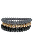 Smoky Grey & Gold Beaded Stretch Bracelet Set