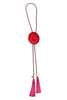 TWT® Loretta Crimson Red Concho Maroon Rope Fuchsia Tassel Bolo Necklace