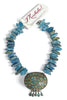 Made in the Deep South 1960s Turquoise Mozaic Pendant 1970s Quartz Necklace