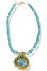 Virtue Holland Turquoise Gemstone Pendant Rondelle Necklace