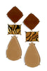Drop The Ball Brown and Gold Dangle Earrings