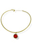 Zoe Siam Red Square Stone Pendant Wire Choker Necklace