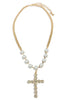 TWT® Rae Cloud Pave Cross & Round Stone Necklace