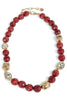 Going Ahead Burgundy and Gold Beaded Necklace