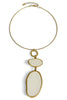 Time It Out White And Gold Drop Pendant Choker Necklace