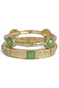 Ignite Worn Gold & Olive Bangle Bracelet Set