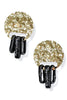 Meg Statement Black and Gold Disk Earrings